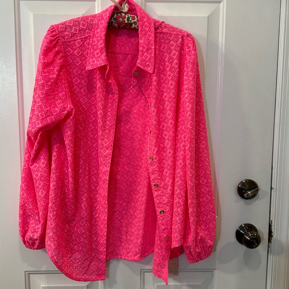 Lilly Pulitzer xl pink eyelet blouse